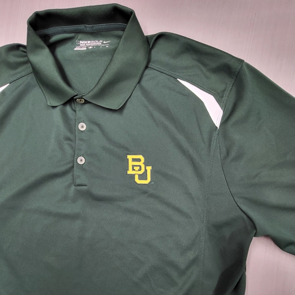 Baylor University Nike DRI-FIT Tour Performance Polo Golf Shirt Size XL Green - Picture 2 of 12